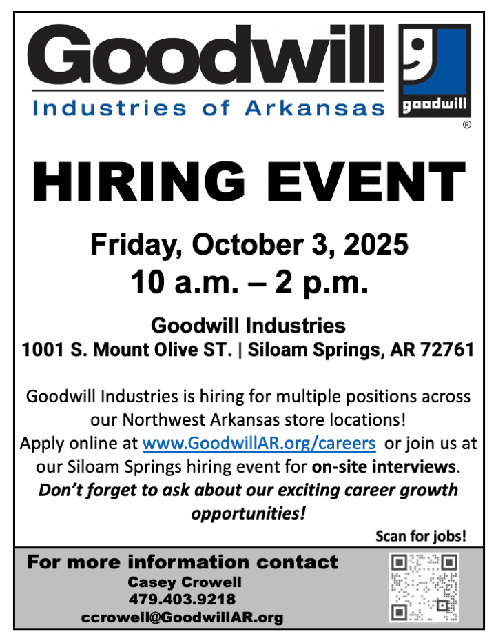 Hiring event flyer 2025 october 3 group siloam springs