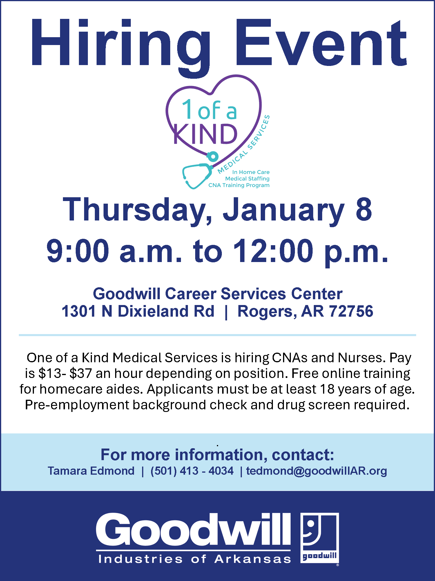 Hiring event flyer nwa grc one of a kind medical 1 8 26