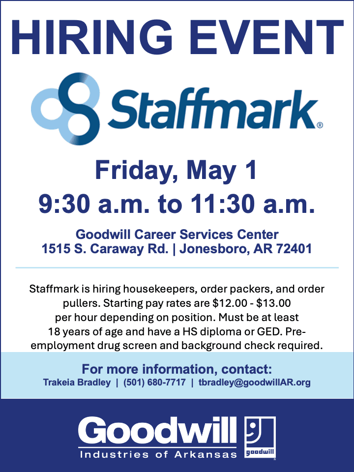 Jonesboro staffmark 5. 1. 2026