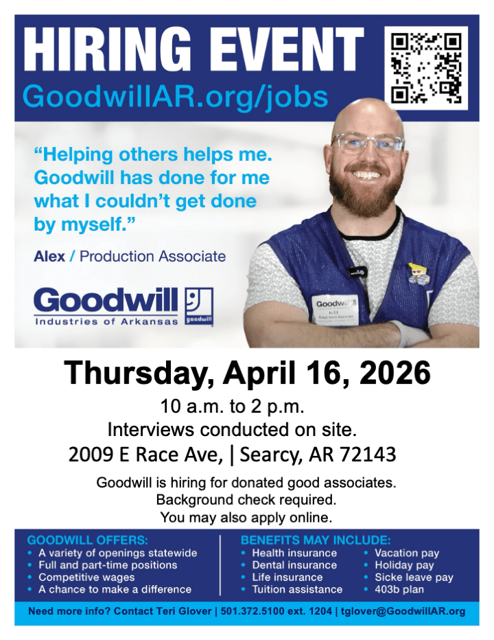 Searcy hiring event 4. 16. 2026