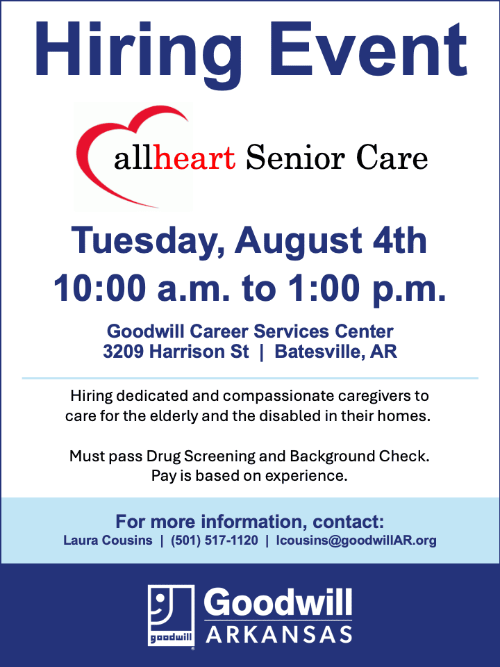 All heart senior care hiring event aug 26 batesville 1
