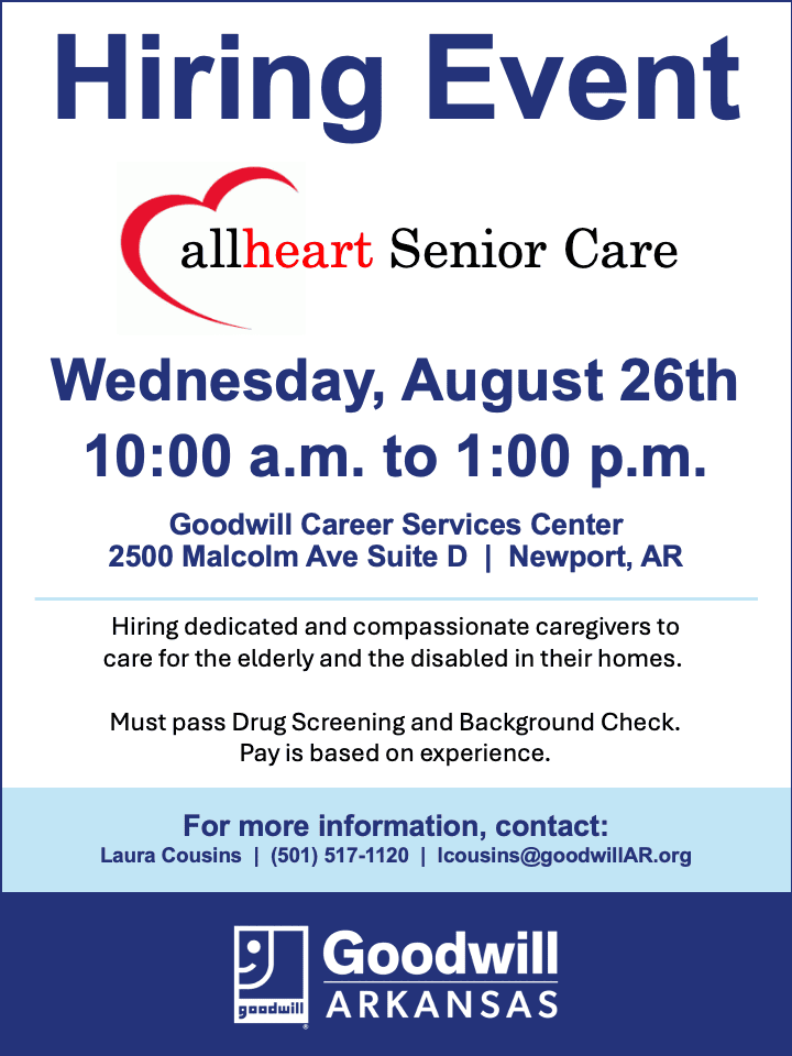 All heart senior care hiring event aug 26 newport 2