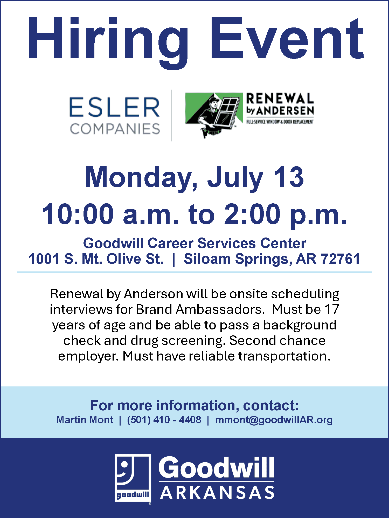 External hiring event flyer siloam springs renewal by anderson 7 13 26