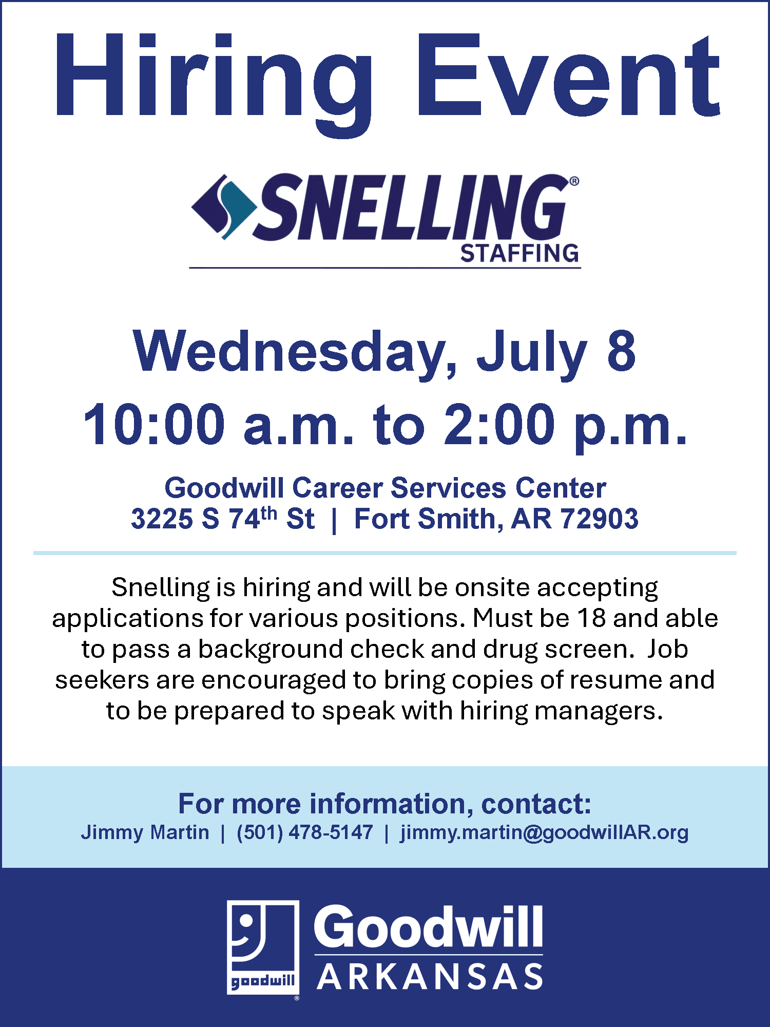 External hiring event flyer snelling ft. Smith 7 8 26